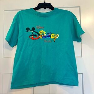 Vtg 90s Walt Disney World Kids Teal T-Shirt youth XL Made in USA